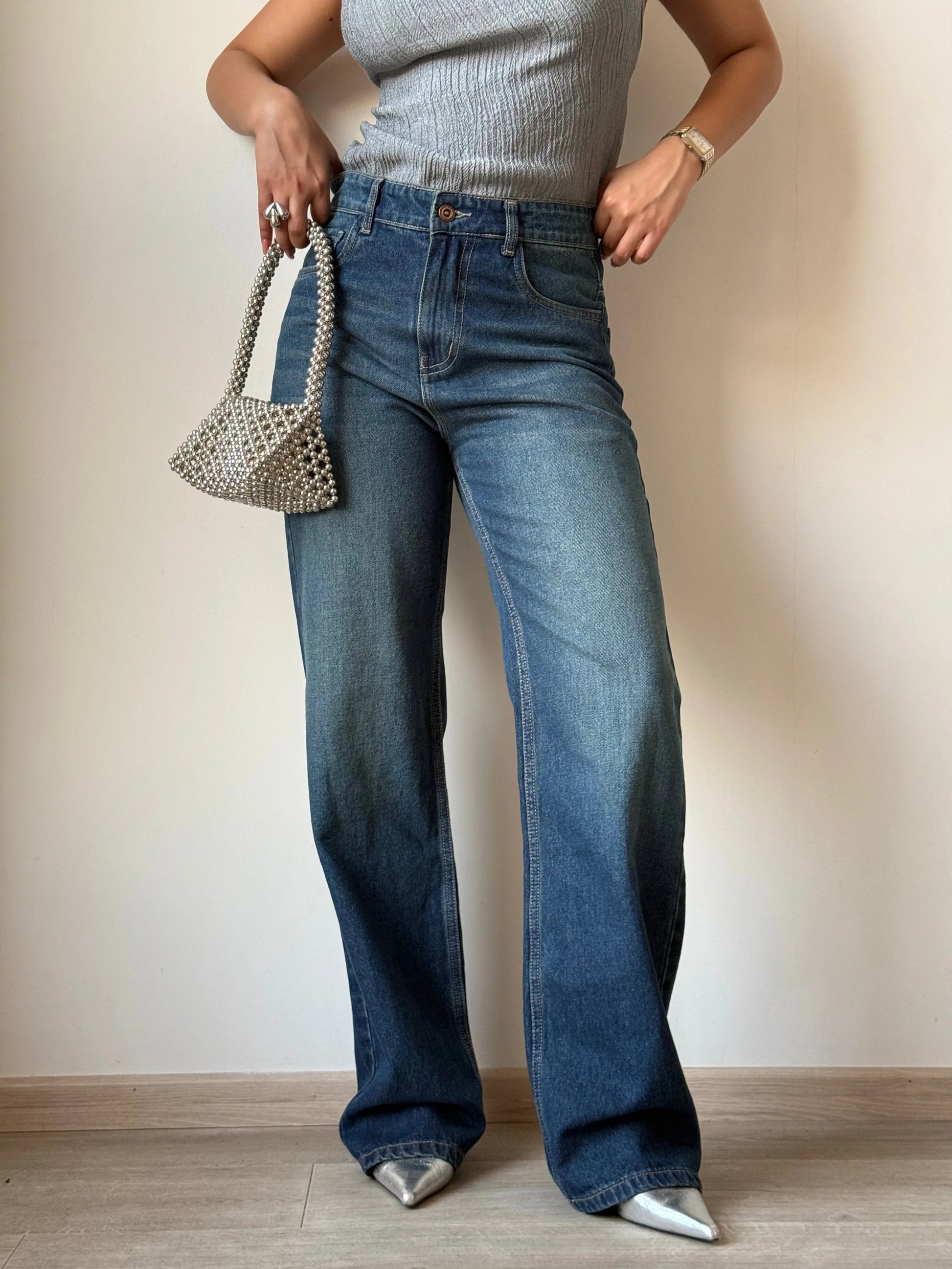 Aged Rust Blue Loose Straight Fit Jeans - trueweaver.in