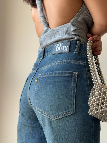 Aged Rust Blue Loose Straight Fit Jeans - trueweaver.in