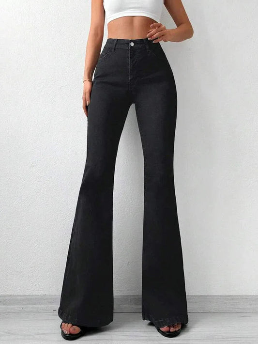 Black Bootcut Flare High Waist Jeans - UrbanClubCo.